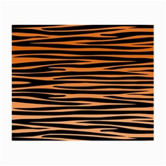 Tiger Stripes, Black And Orange, Asymmetric Lines, Wildlife Pattern Small Glasses Cloth (2 Sides) by Casemiro