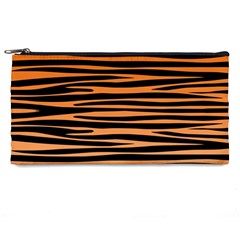 Tiger Stripes, Black And Orange, Asymmetric Lines, Wildlife Pattern Pencil Case by Casemiro