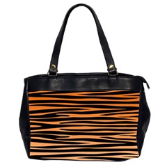 Tiger Stripes, Black And Orange, Asymmetric Lines, Wildlife Pattern Oversize Office Handbag (2 Sides) by Casemiro