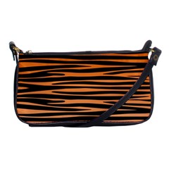 Tiger Stripes, Black And Orange, Asymmetric Lines, Wildlife Pattern Shoulder Clutch Bag by Casemiro