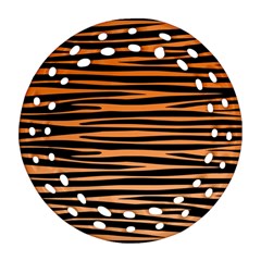 Tiger Stripes, Black And Orange, Asymmetric Lines, Wildlife Pattern Ornament (round Filigree) by Casemiro