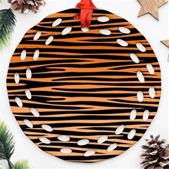 Tiger Stripes, Black And Orange, Asymmetric Lines, Wildlife Pattern Round Filigree Ornament (two Sides) by Casemiro