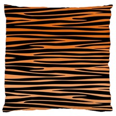 Tiger Stripes, Black And Orange, Asymmetric Lines, Wildlife Pattern Large Cushion Case (one Side) by Casemiro