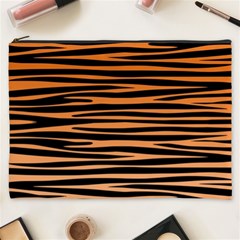 Tiger Stripes, Black And Orange, Asymmetric Lines, Wildlife Pattern Cosmetic Bag (xxxl) by Casemiro