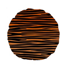 Tiger Stripes, Black And Orange, Asymmetric Lines, Wildlife Pattern Standard 15  Premium Round Cushions by Casemiro