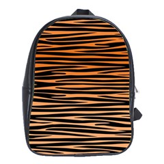 Tiger Stripes, Black And Orange, Asymmetric Lines, Wildlife Pattern School Bag (xl) by Casemiro