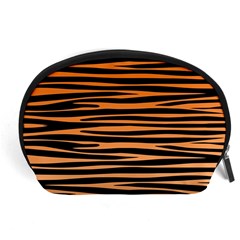 Tiger Stripes, Black And Orange, Asymmetric Lines, Wildlife Pattern Accessory Pouch (large) by Casemiro