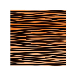 Tiger Stripes, Black And Orange, Asymmetric Lines, Wildlife Pattern Small Satin Scarf (square) by Casemiro