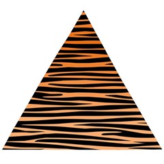 Tiger Stripes, Black And Orange, Asymmetric Lines, Wildlife Pattern Wooden Puzzle Triangle by Casemiro