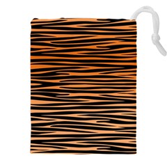 Tiger Stripes, Black And Orange, Asymmetric Lines, Wildlife Pattern Drawstring Pouch (5xl) by Casemiro