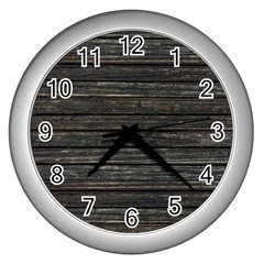 Wooden Linear Geometric Design Wall Clock (silver) by dflcprintsclothing