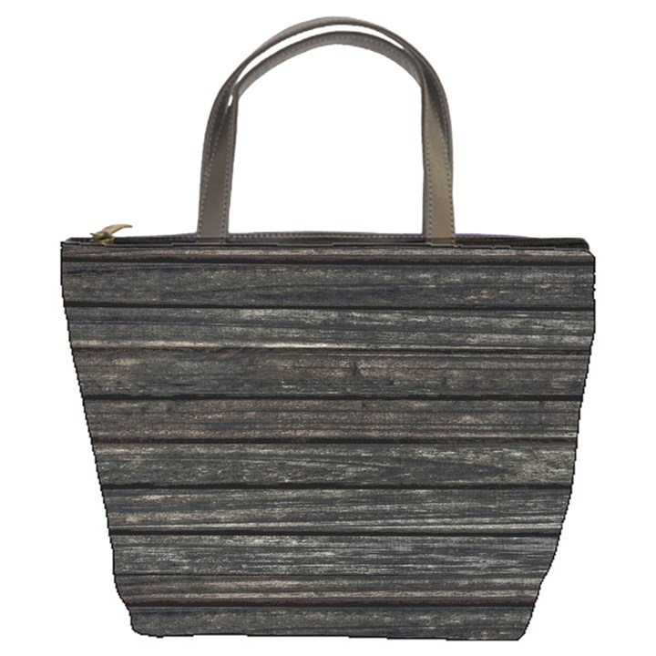 Wooden Linear Geometric Design Bucket Bag