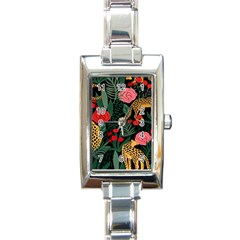 Leopardrose Rectangle Italian Charm Watch by PollyParadise