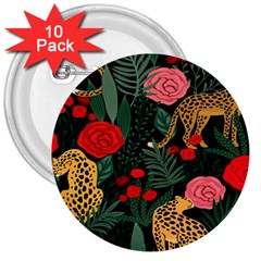 Leopardrose 3  Buttons (10 Pack)  by PollyParadise