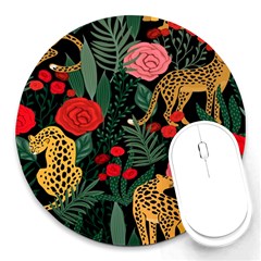 Leopardrose Round Mousepads by PollyParadise