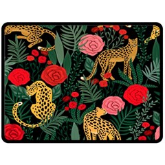 Leopardrose Fleece Blanket (large)  by PollyParadise