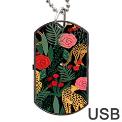 Leopardrose Dog Tag Usb Flash (two Sides) by PollyParadise