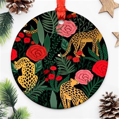 Leopardrose Round Ornament (two Sides)