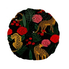 Leopardrose Standard 15  Premium Flano Round Cushions by PollyParadise