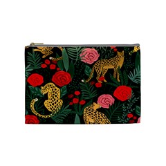 Leopardrose Cosmetic Bag (medium) by PollyParadise