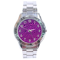 Purple Abstract Print Design Stainless Steel Analogue Watch