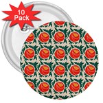 Rose Ornament 3  Buttons (10 pack)  Front