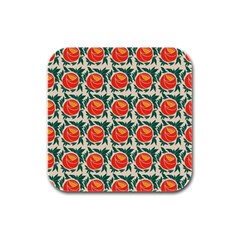 Rose Ornament Rubber Square Coaster (4 Pack)  by SychEva