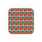 Rose Ornament Rubber Square Coaster (4 pack)  Front