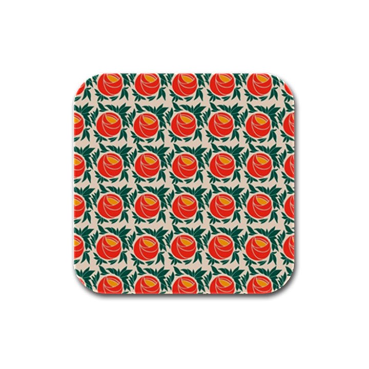 Rose Ornament Rubber Square Coaster (4 pack) 