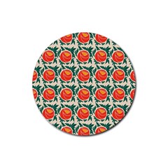 Rose Ornament Rubber Coaster (round)  by SychEva