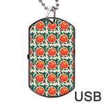 Rose Ornament Dog Tag USB Flash (One Side) Front