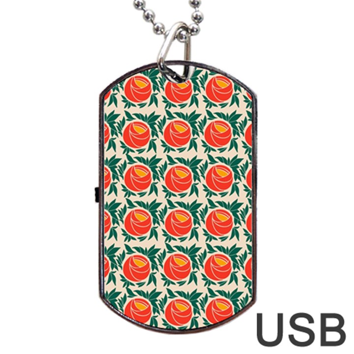 Rose Ornament Dog Tag USB Flash (One Side)