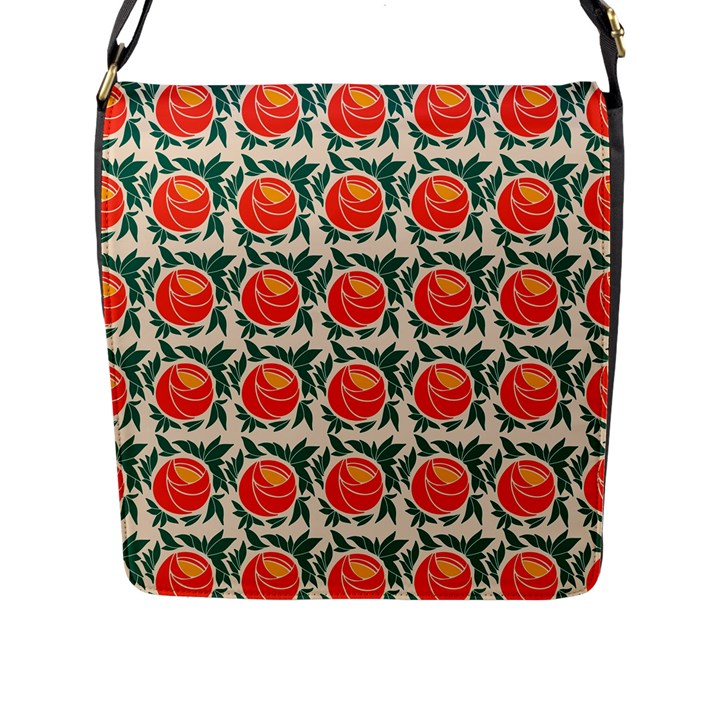 Rose Ornament Flap Closure Messenger Bag (L)