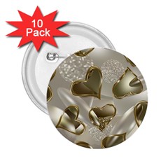   Golden Hearts 2 25  Buttons (10 Pack)  by Galinka