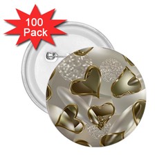   Golden Hearts 2 25  Buttons (100 Pack)  by Galinka