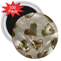   Golden Hearts 3  Magnets (100 Pack) by Galinka