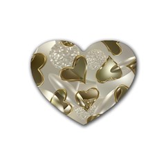   Golden Hearts Rubber Coaster (heart)  by Galinka