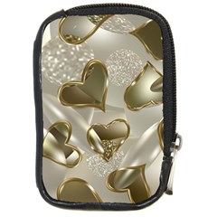   Golden Hearts Compact Camera Leather Case by Galinka