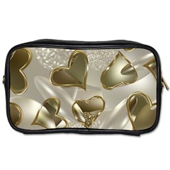   Golden Hearts Toiletries Bag (one Side) by Galinka