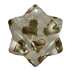   Golden Hearts Snowflake Ornament (two Sides) by Galinka