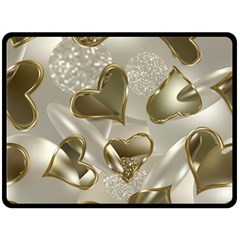   Golden Hearts Double Sided Fleece Blanket (large)  by Galinka