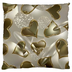   Golden Hearts Standard Flano Cushion Case (two Sides) by Galinka