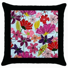 Flower Pattern Throw Pillow Case (black)