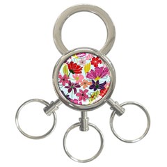 Flower Pattern 3-ring Key Chain