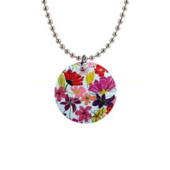 Flower Pattern 1  Button Necklace