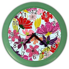 Flower Pattern Color Wall Clock