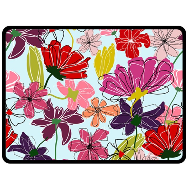 Flower pattern Fleece Blanket (Large) 