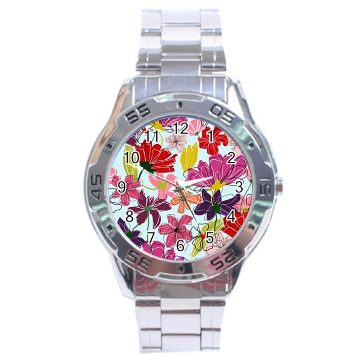 Flower pattern Stainless Steel Analogue Watch