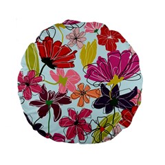 Flower Pattern Standard 15  Premium Round Cushions