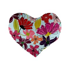 Flower Pattern Standard 16  Premium Heart Shape Cushions